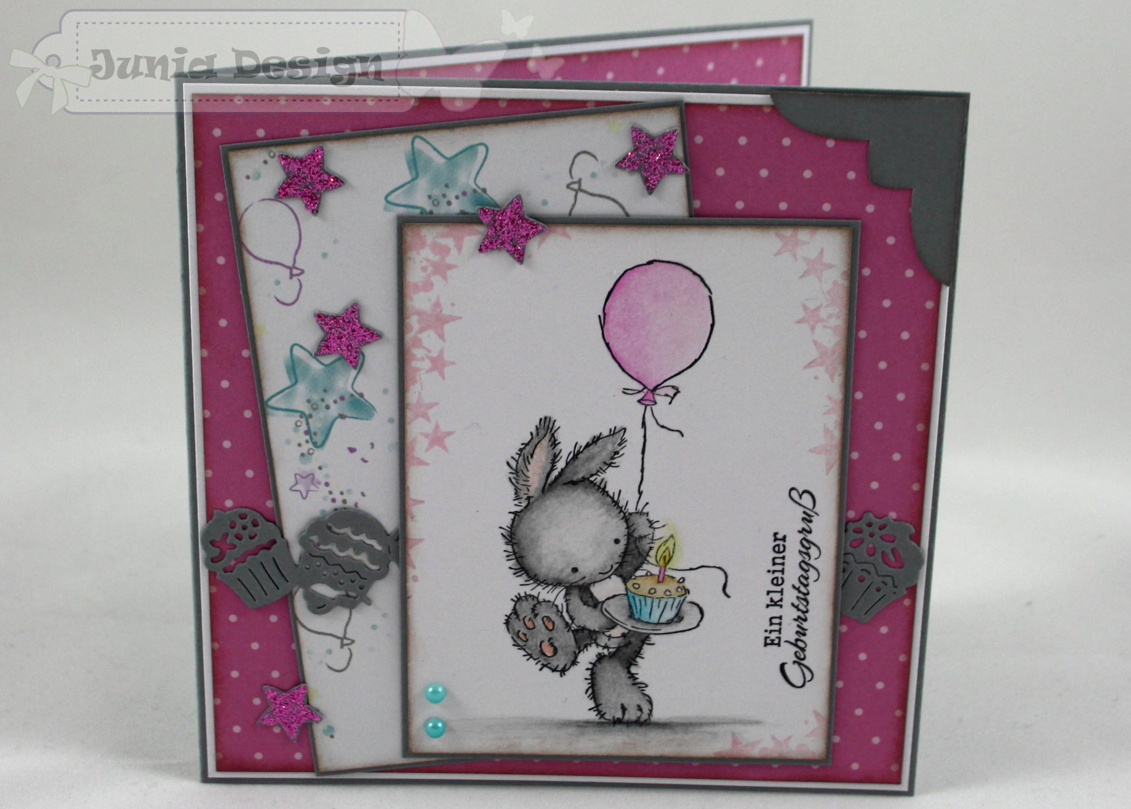 Geburtstagskarte rosa Ballon 1